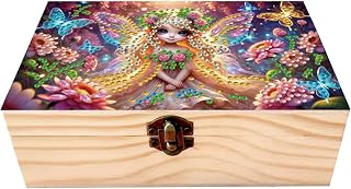 POETRYDRAW 5D DIY Diamond Art Painting Handmade Wood Storage Box Crystal Storage Case (Elf)