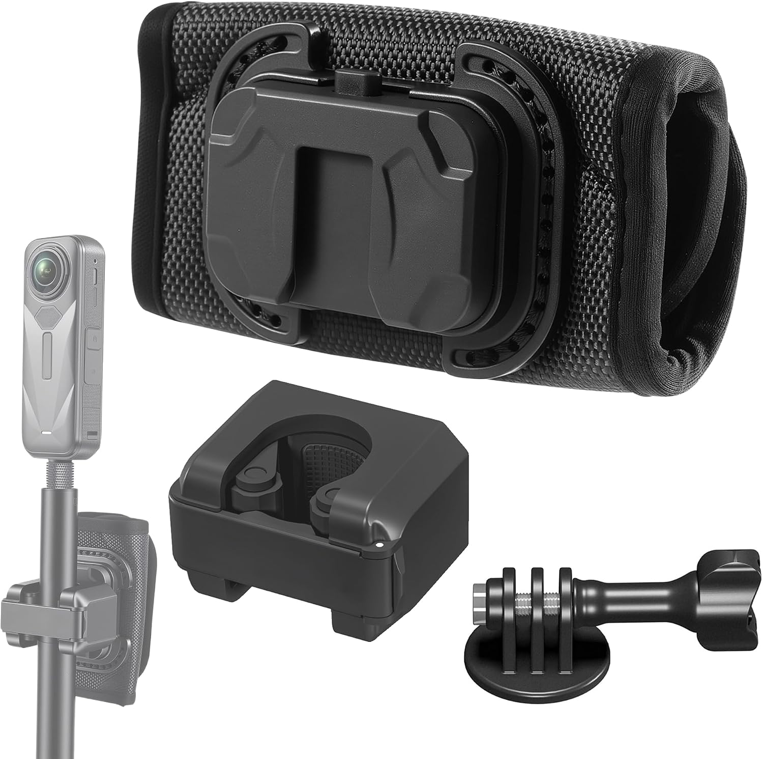 Selfie Stick Holster Mount for Insta360/DJI/Gopro Action Camera, Backpack Strap Clip Selfie Stick Quick-Release Mount for X6/X4 Air/X5/Go Ultra/Ace Pro 2/Osmo Action 6/5 Pro/Nano/360/Hero 13/12/Max 2