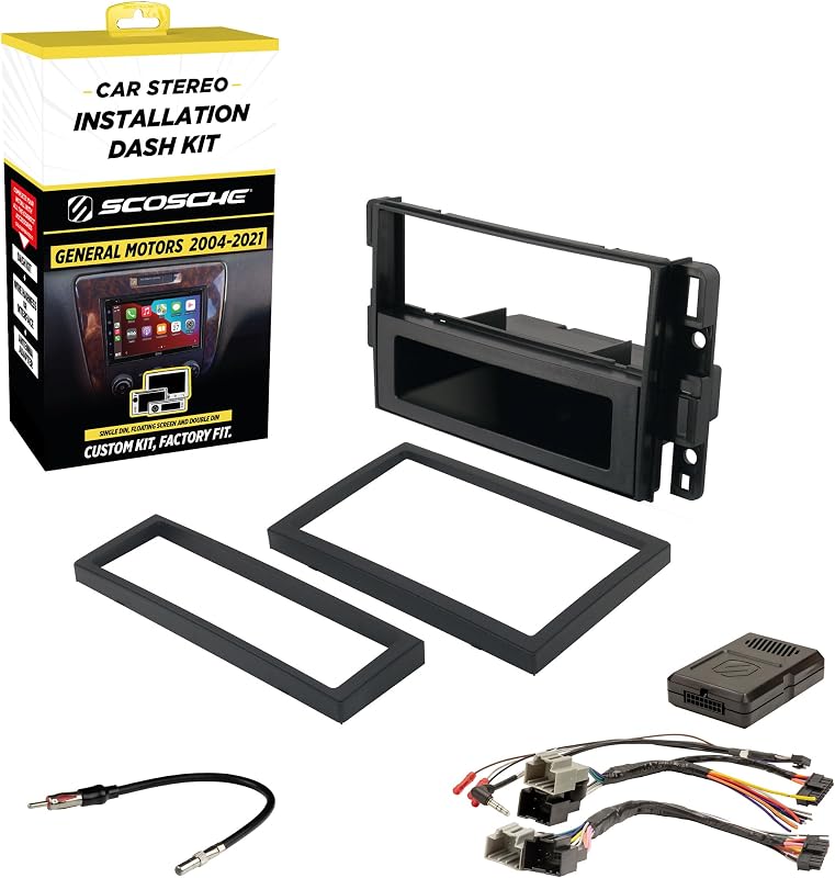 Kit de instalação de rádio Single ou Double DIN Scosche GM0626DDCS para veículos General Motors selecionados 2006–2019 – 1 unidade