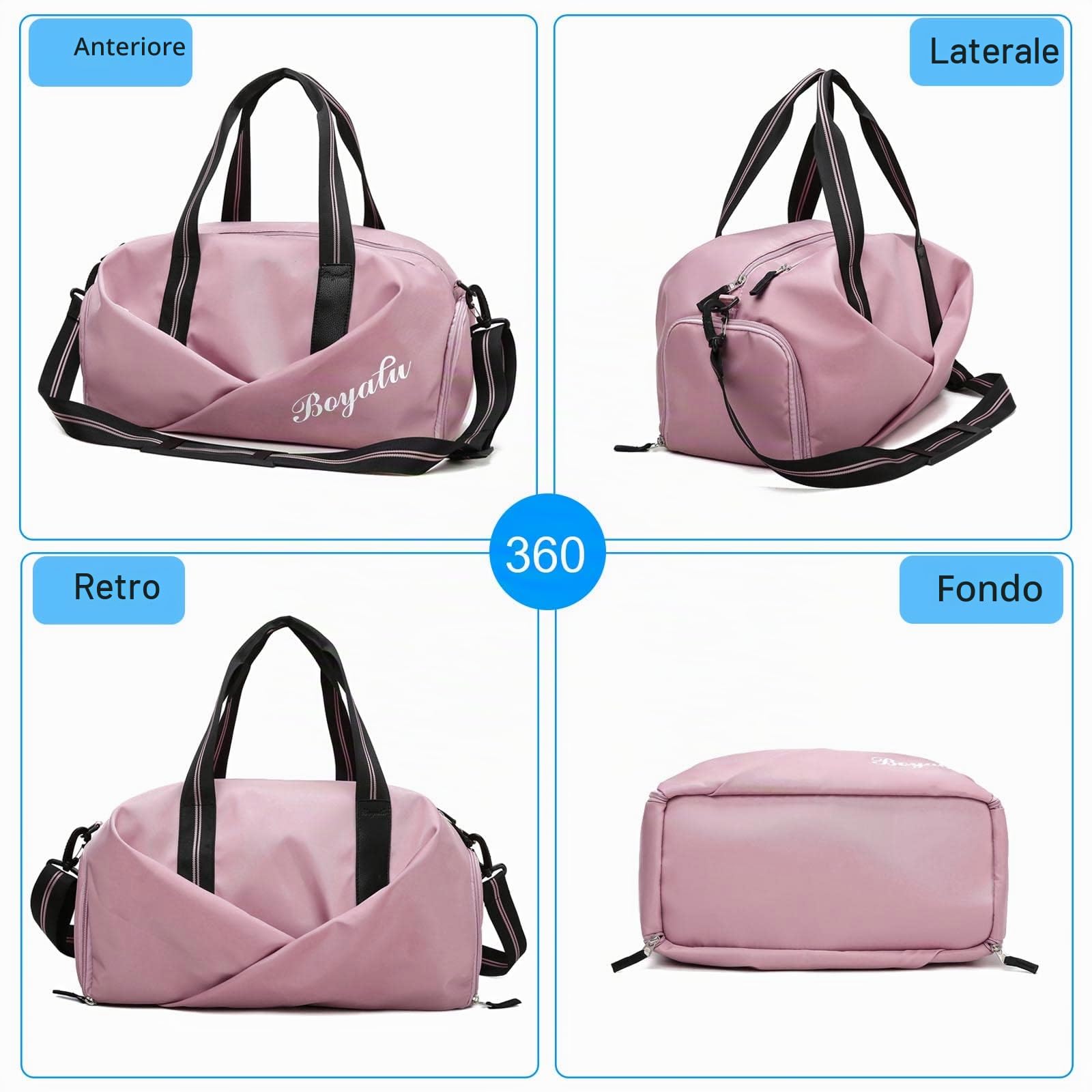 FANDARE Ultraleggero Borsone da Viaggio Borsa Palestra Borsa Sportivo Weekender Borsone Donna Uomo Piscina Palestra Borsa a Spalla con Scomparto Scarpe & Tasca di separazione bagnata e asciutta