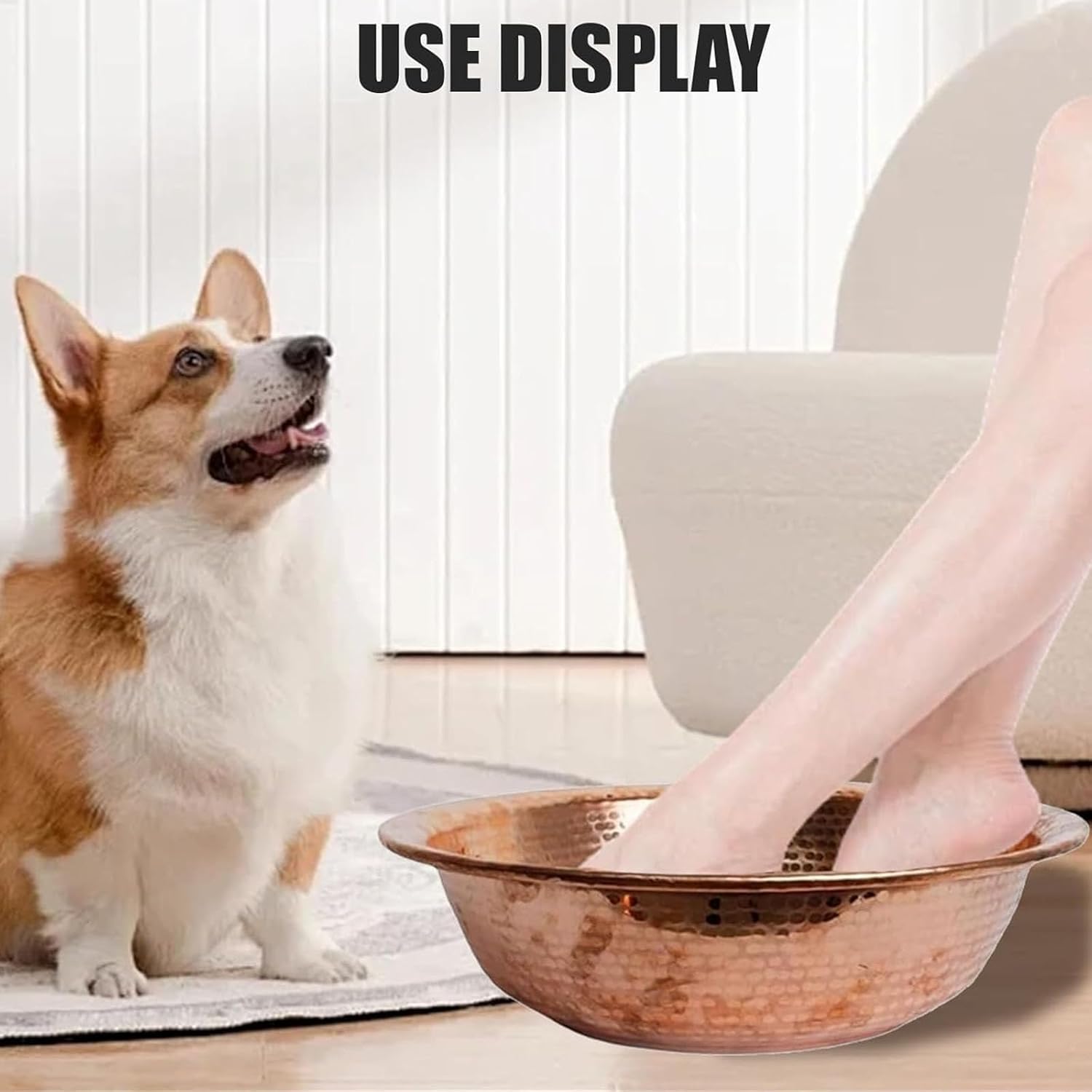 Hand-Hammered Copper Basin, Portable Foot Soak Bowl, Portable Pedicure Copper, Bowl Foot Soak Copper, Bowls Copper Fire Bowl for Face Washing Foot Bath for Face Washing Foot Bath