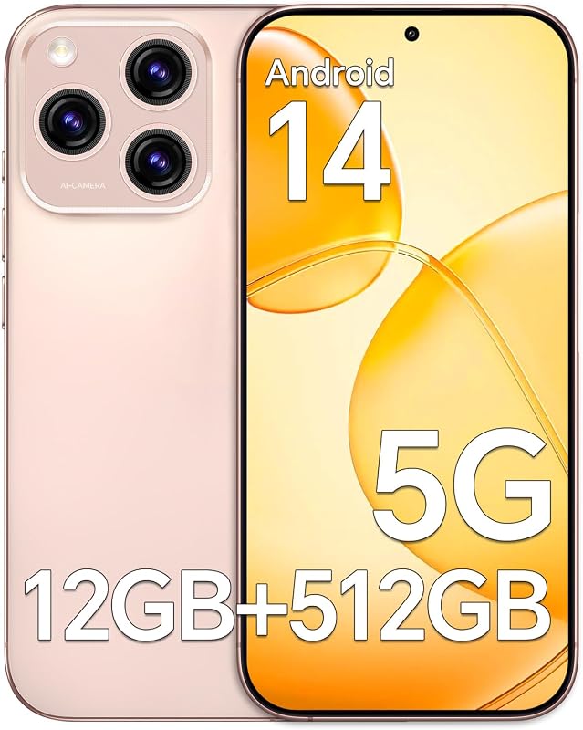 KN16 ProMax celulares Libres, 12+512GB Android 6.8" 108MP 5000mAh | Smartphone 5G Dual SIM/GPS/WiFi, Pantalla 3040x1440 120Hz, Cámara 48MP, Desbloqueo Facial y Huella Digital, Batería de Larga Duración