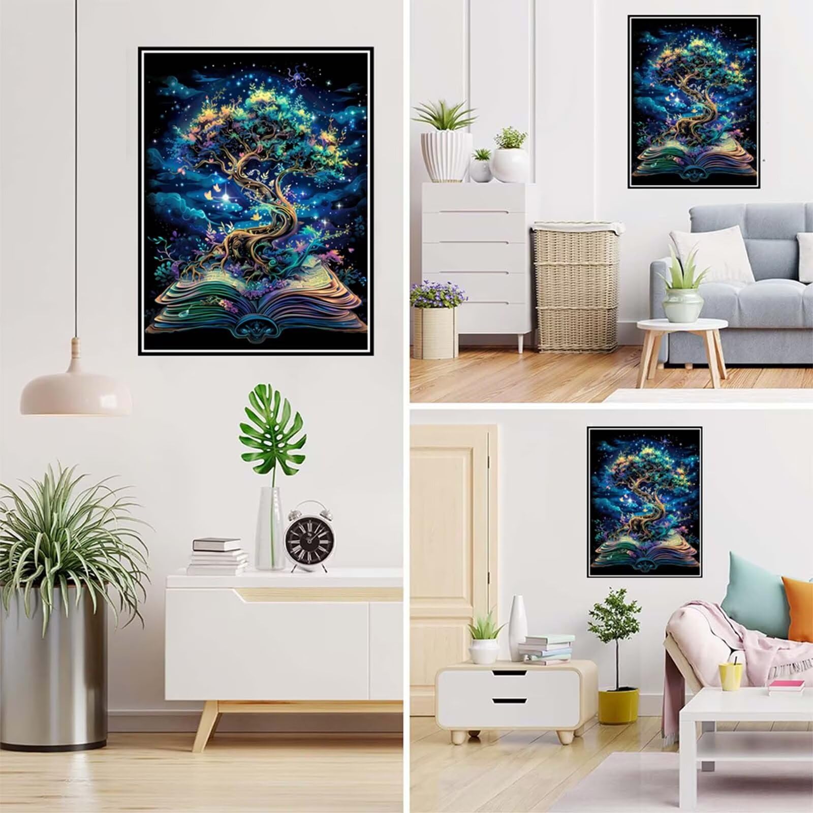 Diamond Painting Baum Malen Nach Zahlen Erwachsene, 5D Diamant Painting Bilder Buch Diamond-painting Mosaikherstellung Bastelset Kinder ab 6 Jahre, Deko Wohnzimmer, Mädchen Geschenke 70x100cm 6X-645