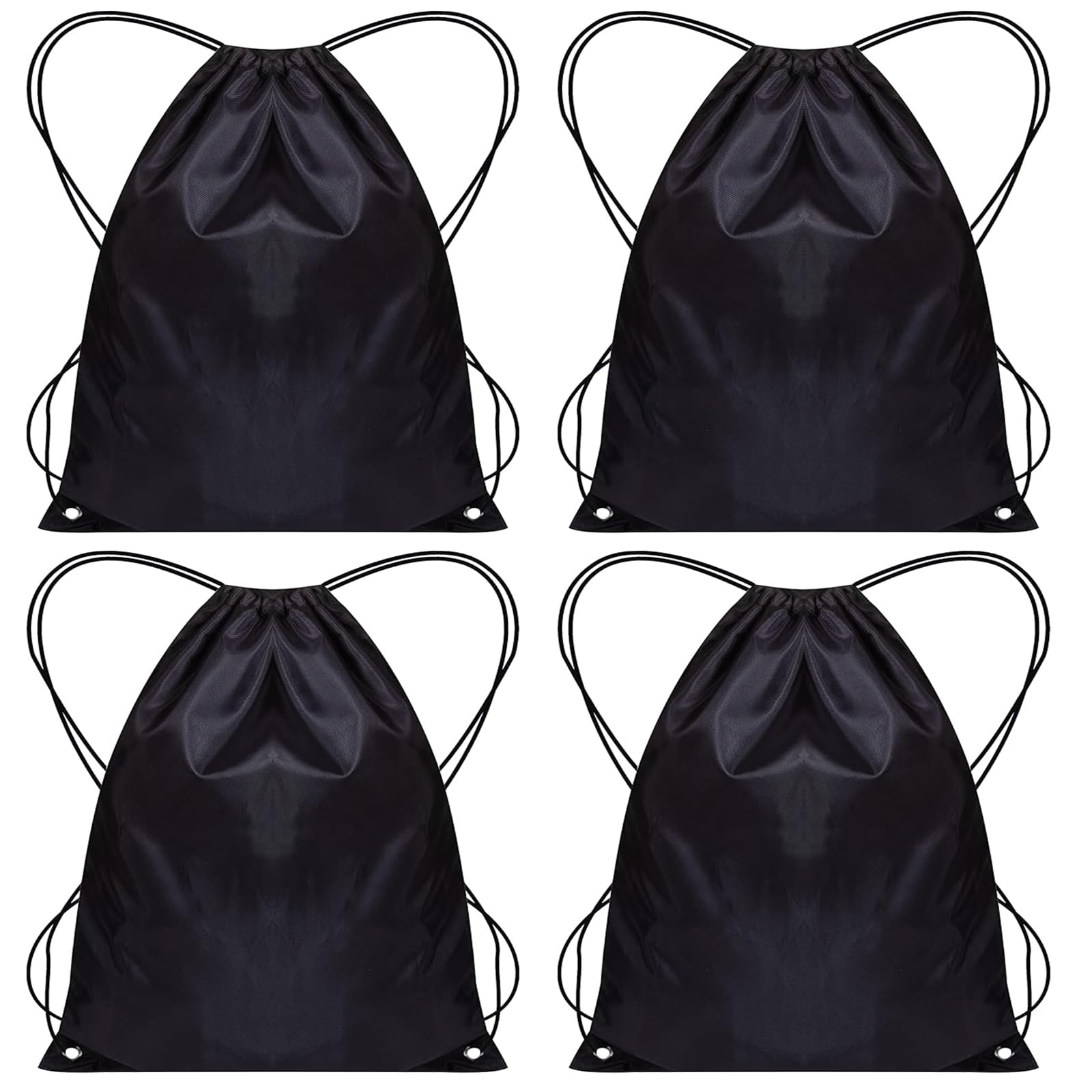 4 Pack Drawstring Bags,PE Bags Drawstring Gym Bag,Unisex String Swimming Bag Trainer Bag for Kids Adults, Large Drawstring Bag Backpack, Suitable for Sports,School,Gym,Travel,Yoga Beach(Black)