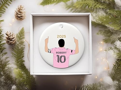 Miniatura 5 de Adorno de cerámica de fútbol navideño personalizado, regalos de mini pelota de equipo de fútbol, regalo personalizable, recuerdo del equipo de