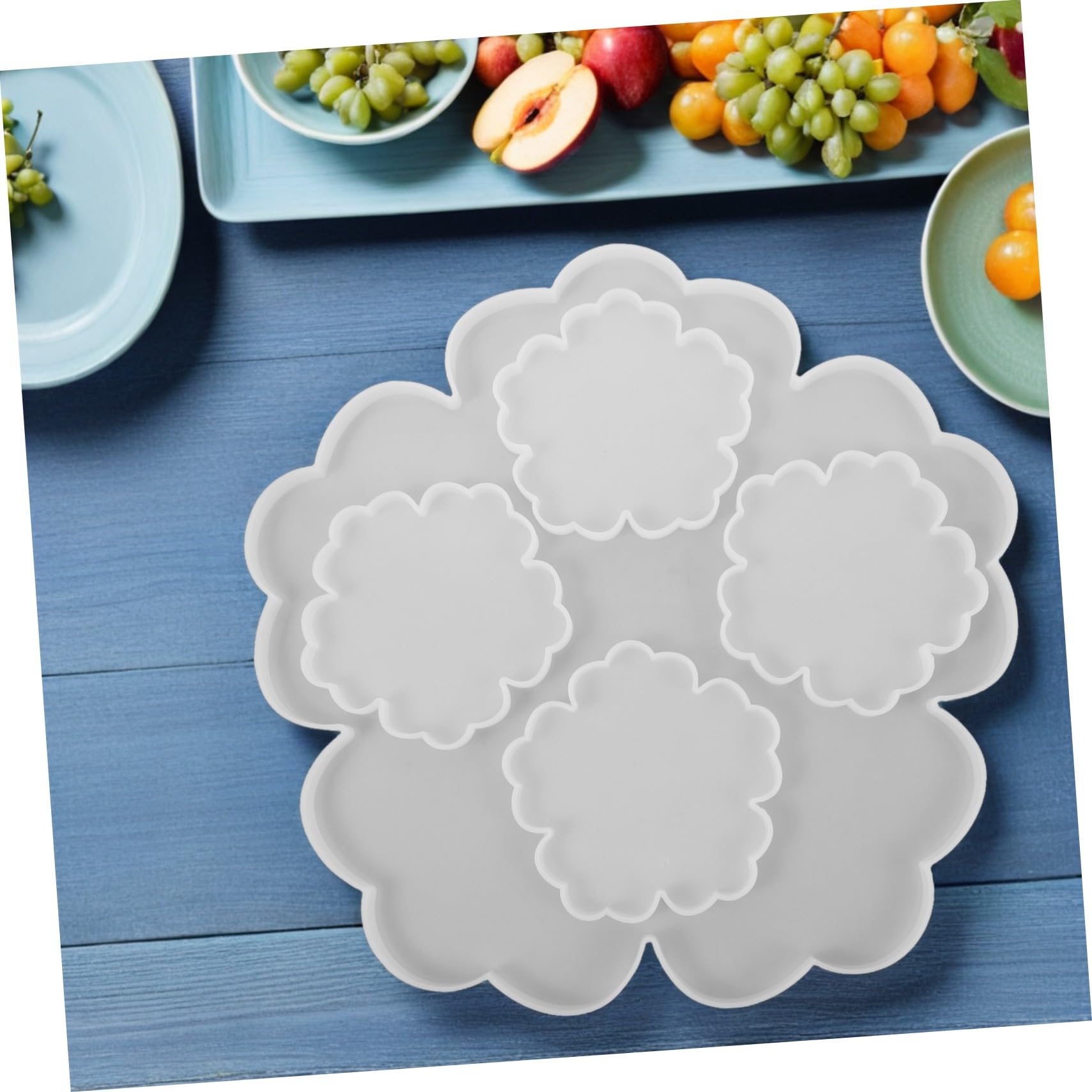 SEWACC Moule en Silicone Fleur pour Résine, 1 Set, Blanc, Grand Plateau