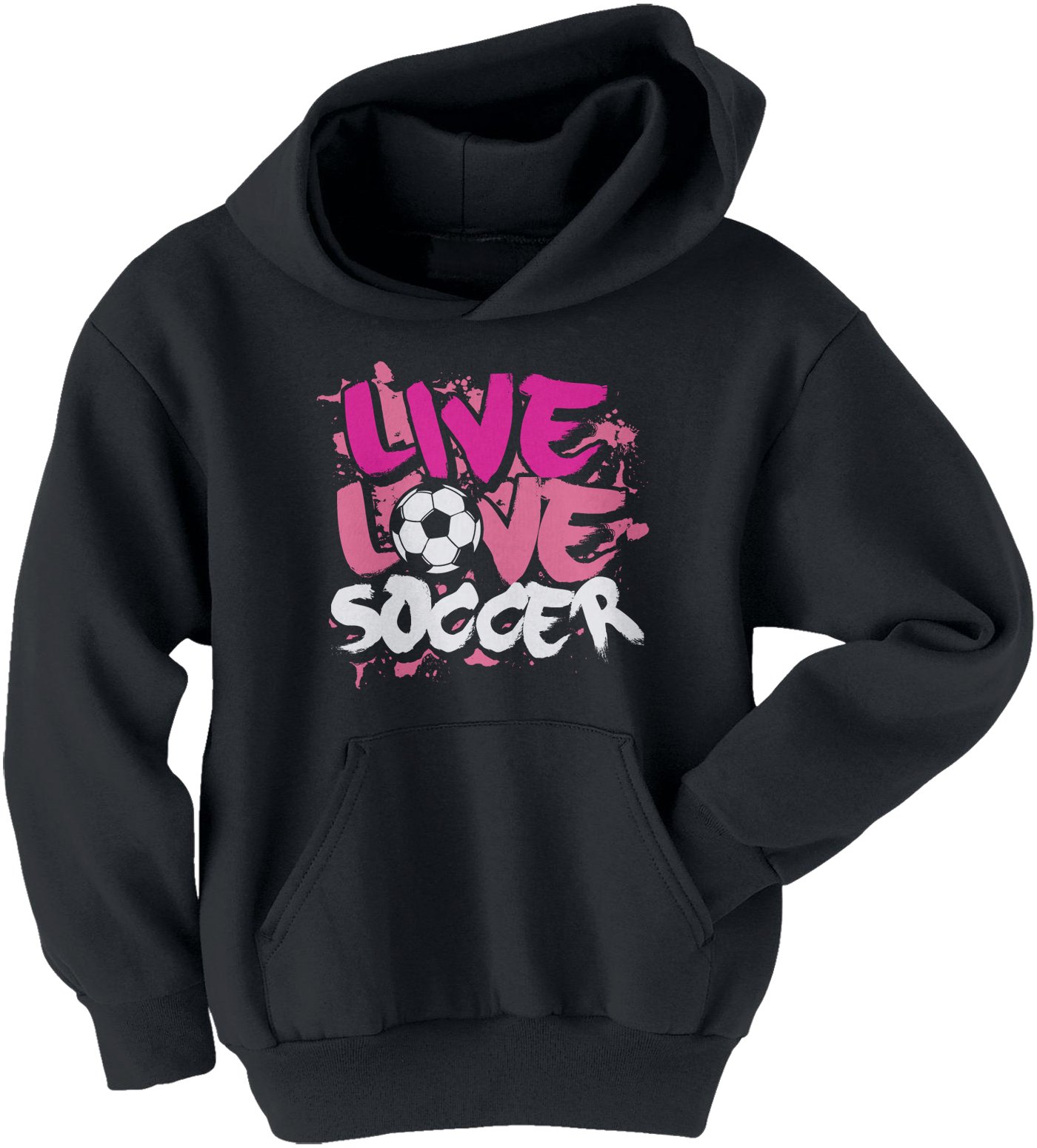 Threadrock Big Girls' Live Love Soccer Youth Hoodie Sweatshirt