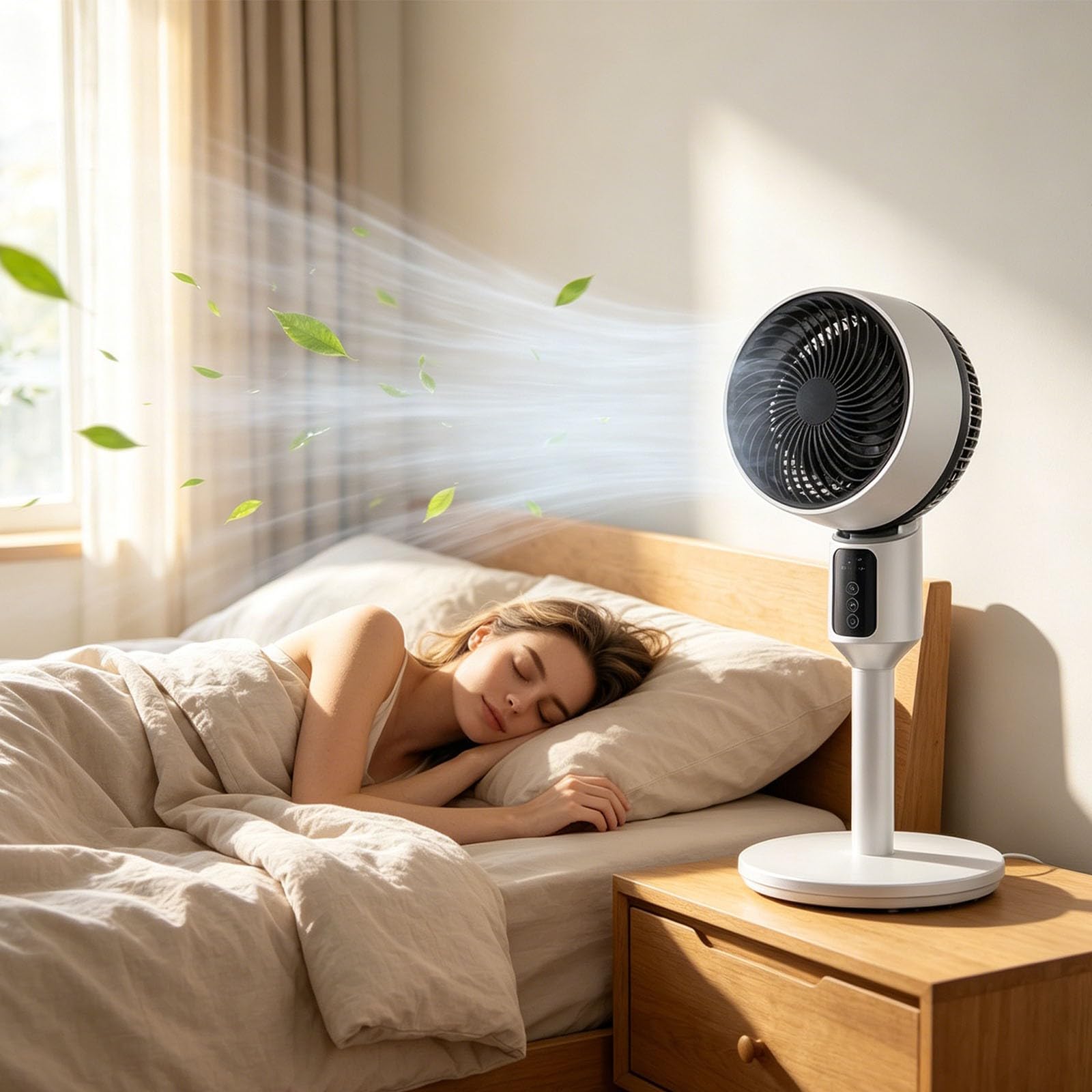 Ventilatore USB portatile in piedi regolabile in altezza circolazione dell'aria silenziosa per casa, camera da letto, scrivania, spazio di lavoro con testa oscillante, impostazioni di velocità