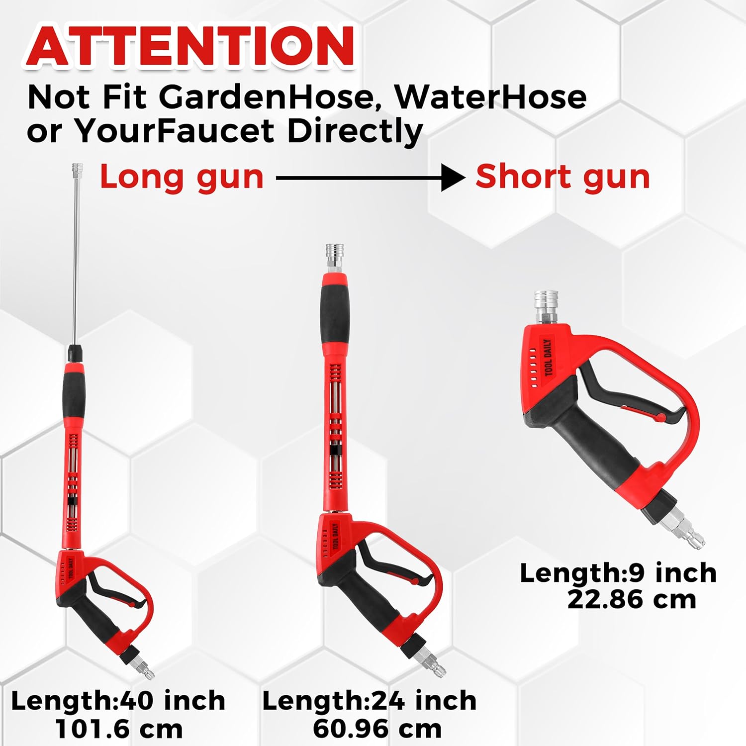 Tool Daily Pressure Washer Gun with 3/8” Swivel Quick Connector, Replacement Wand Extension, 5 Spray Nozzle Tips with Holder, 5000 PSI