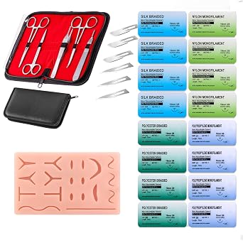 Medarchitect Suture Practice Complete Kit 29 Pieces for Medical Student Suture Training, Include Upgrade Suture Pad with 14 Pre-Cut Wounds, Suture Tools, Suture Thread & Needle