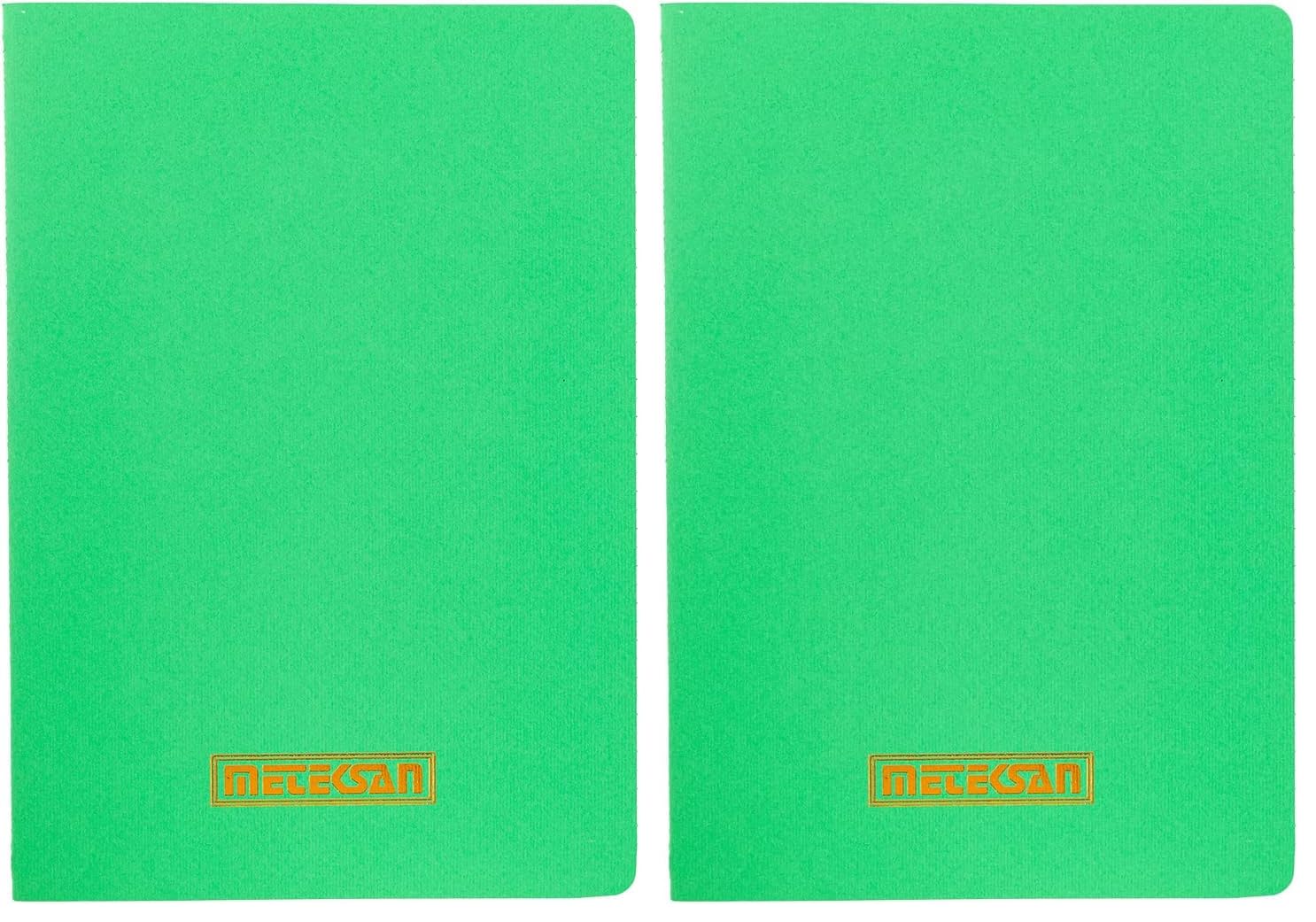 Meteksan Notes 17x24 cm Karton Kapaklı İplik Dikişli Defter, 32 Yaprak, Düz, Yaprak Yeşili (2 paketi)