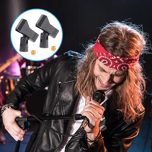 Miniatura 5 de 2 clips de micrófono para soportes y soportes de clip de micrófono ajustables con 2 tornillos macho de 58 pulgadas a 38 pulgadas hembra para soporte