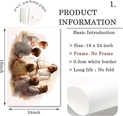 Vista 100 de Arte de pared de acuarela de Jesús, pintura en lienzo cristiano, imágenes de las Escrituras, decoración de pared, póster con versículos bíblicos