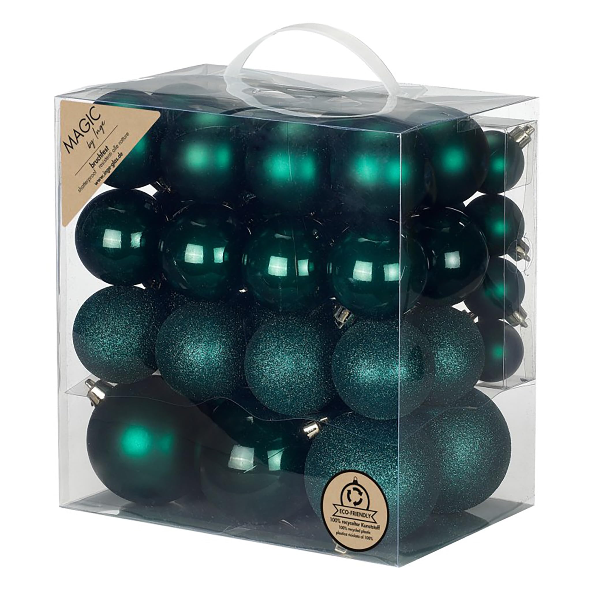 Boules de Noël plastique Inge-glas vert noble de 4 à 8 cm