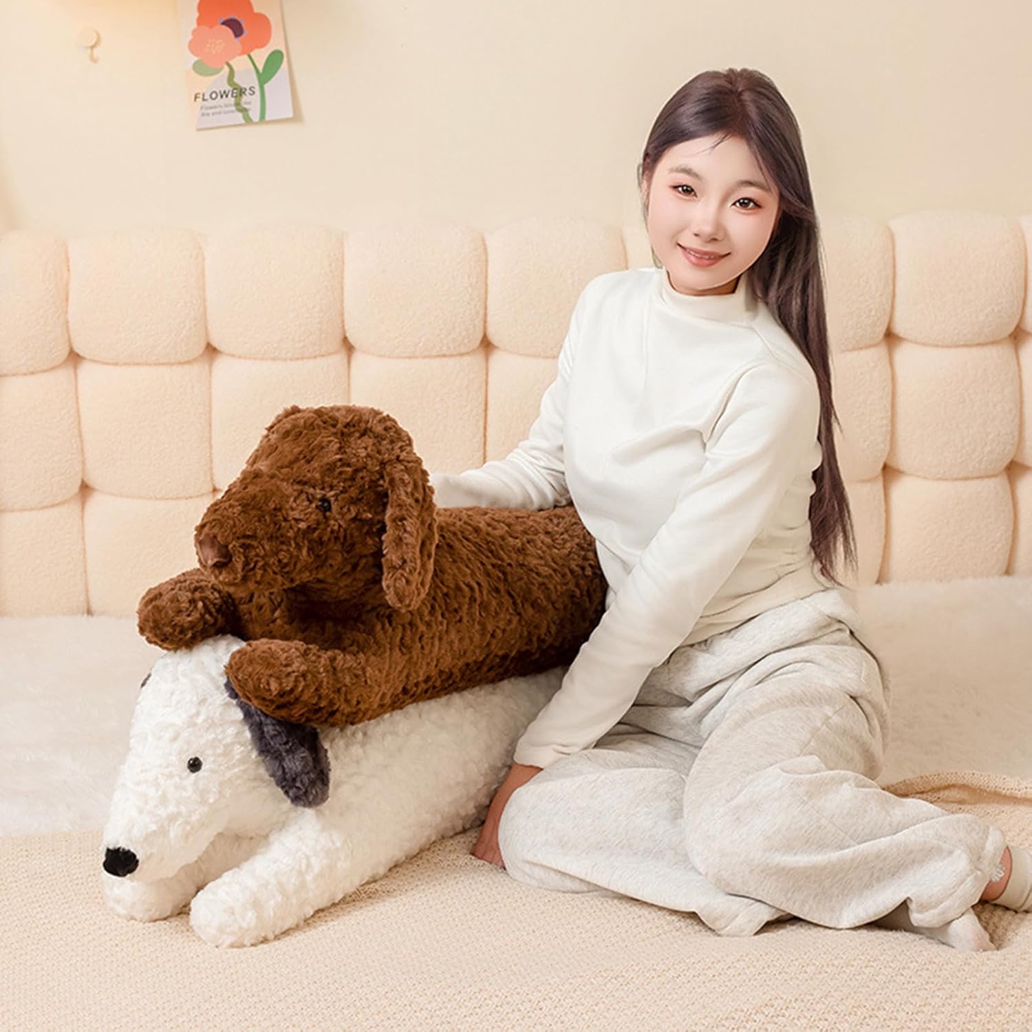 PEACH CAT Dachshund Dog Stuffed Animals 35.4” Long Wiener Puppy Plushies Soft Plush Toys Gifts for Kids Brown - Image 5