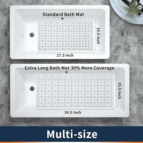 Miniatura 5 de Yimobra Tapete para bañera antideslizante, 27.5 x 15.5 pulgadas, lavable a máquina, suave para los pies, tapete de baño con agujeros de drenaje y