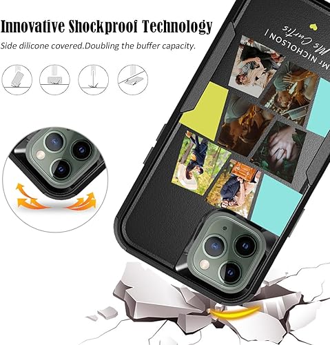 Vista 216 de Funda de fotos personalizada para Apple iPhone 11 Pro Max, patrón de collage a cuadros, personalizado para hacer imágenes en gruesa 3 híbrida Rosa