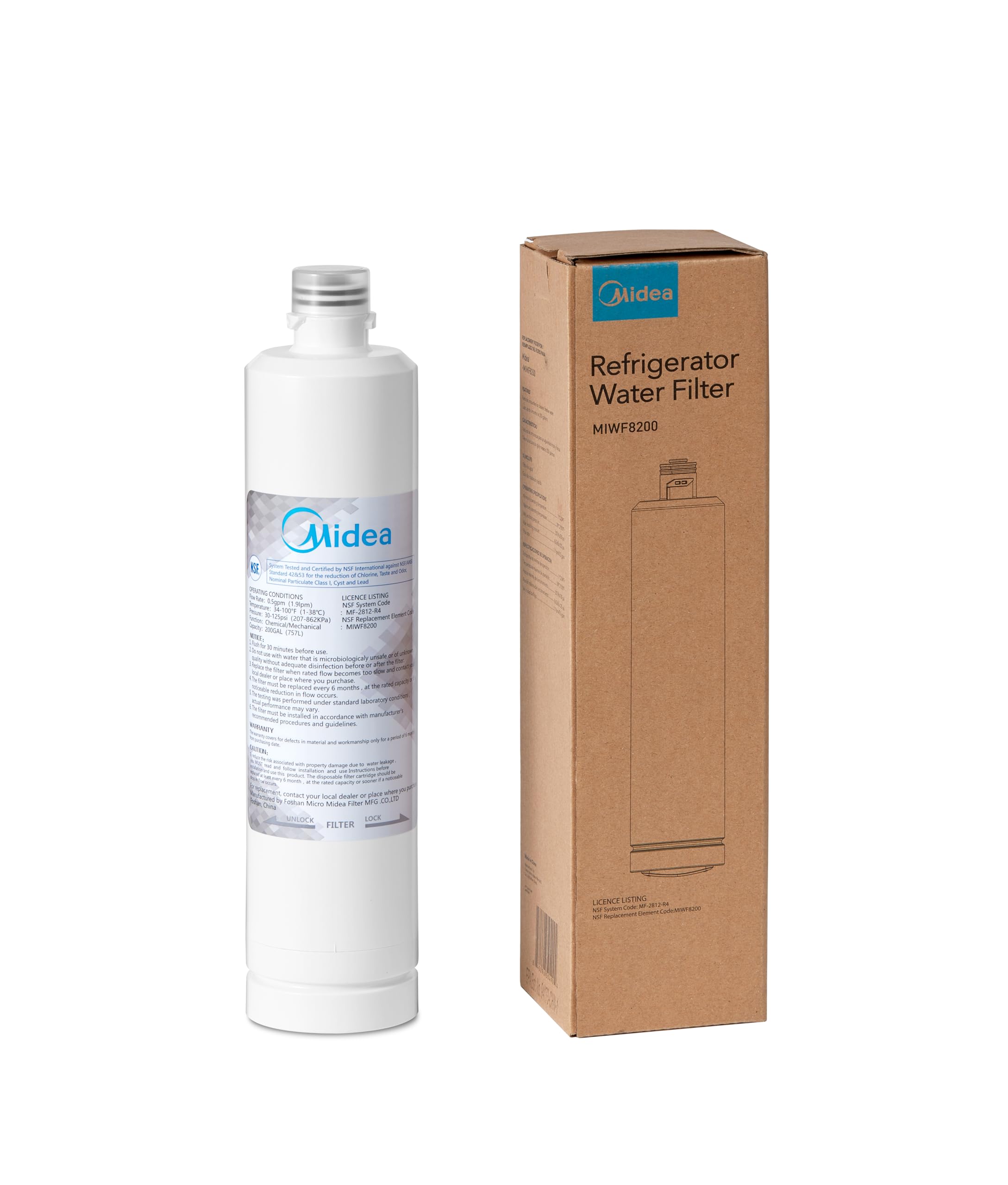FilterLogic FFL-105CH | Filtre à eau pour Midea, Triomph, Schneider, Thomson frigo américain. Compatible avec Foshan-Micro-Midea 307203200002 MFCMG14211F MFCMG14211FR C00300448 cartouche filtrante