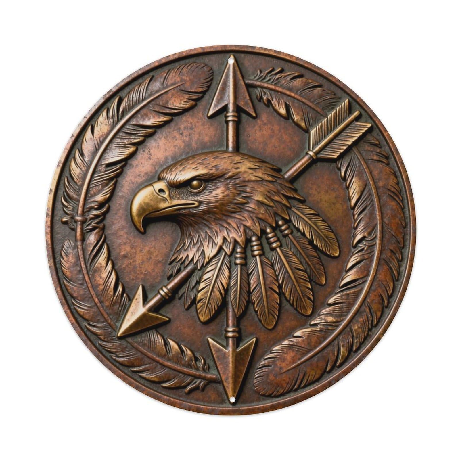 Native Eagle Head Arrow Hunt Metal Tin Sign Plaque