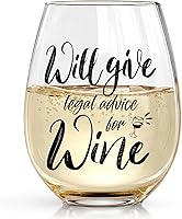 LANBAIHE Funny Lawyer Wine Glass - 15oz Stemless Crystal Cup with Hilarious Legal Quote, Ideal Birthday Gift for Law Graduates & Firm Staff