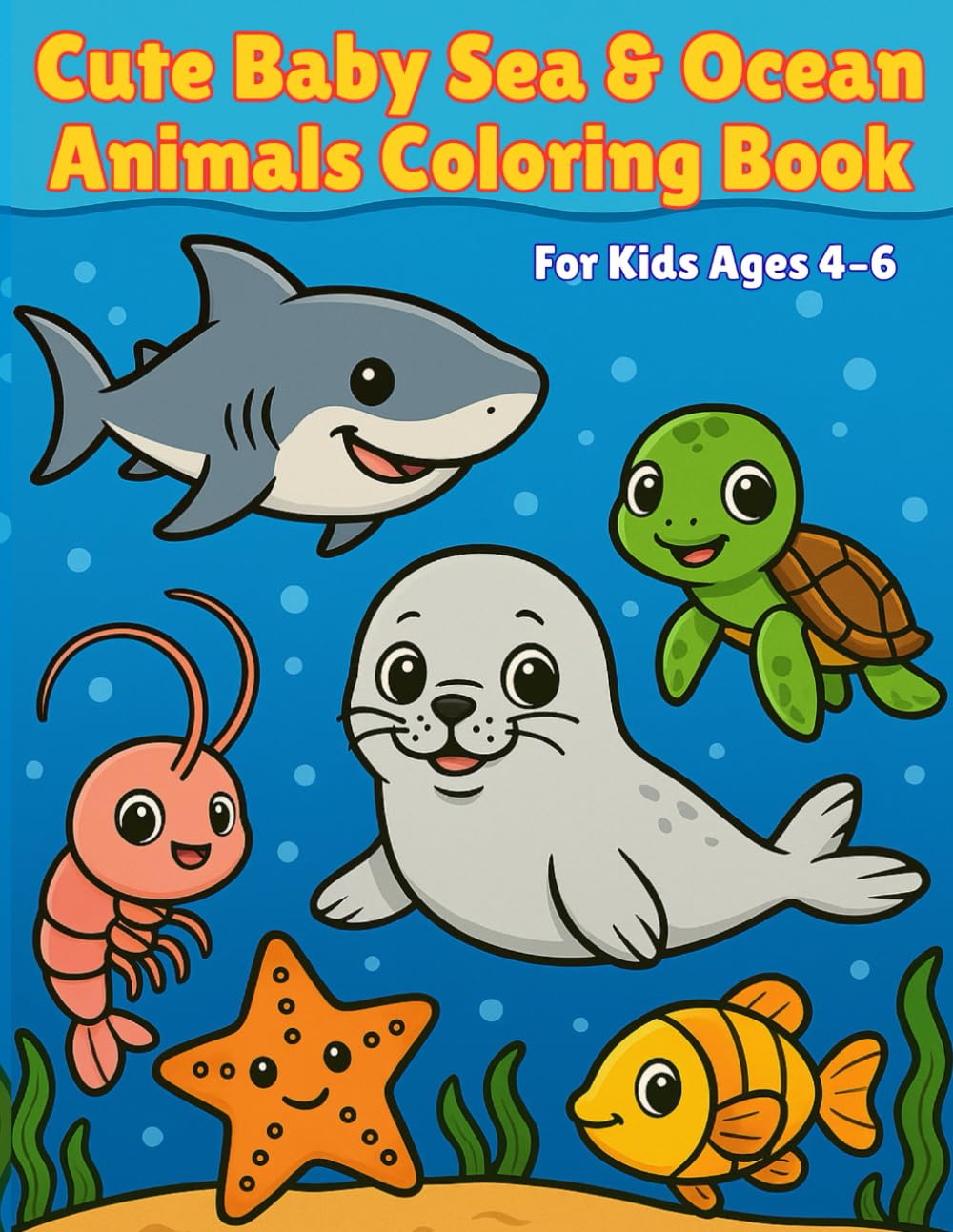Cute Baby Sea & Ocean Animals Coloring Book: Bold & Easy Designs for Kids Ages 4–6 Fun and Simple Coloring Pages with Adorable Sea Animals (My First Cute Coloring Book)
