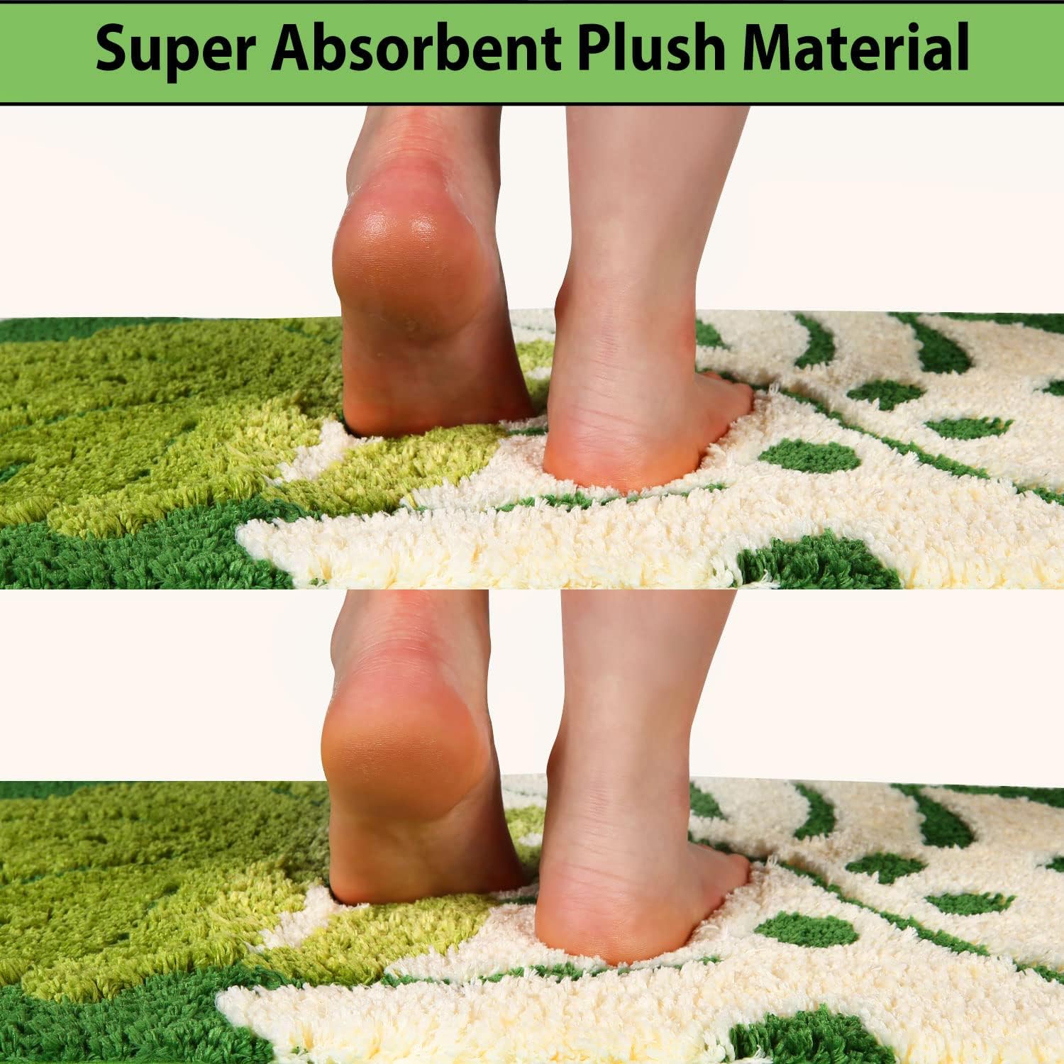 Hi Space Bathroom Rugs Mat 31.5x19.7IN Green Leaves Bath Mat for Bathroom Non Slip Machine Washable Soft Absorbent Cute Bath Rug Plush Bath Carpet for Tub Shower Sink Fluffy Entryway Doormat