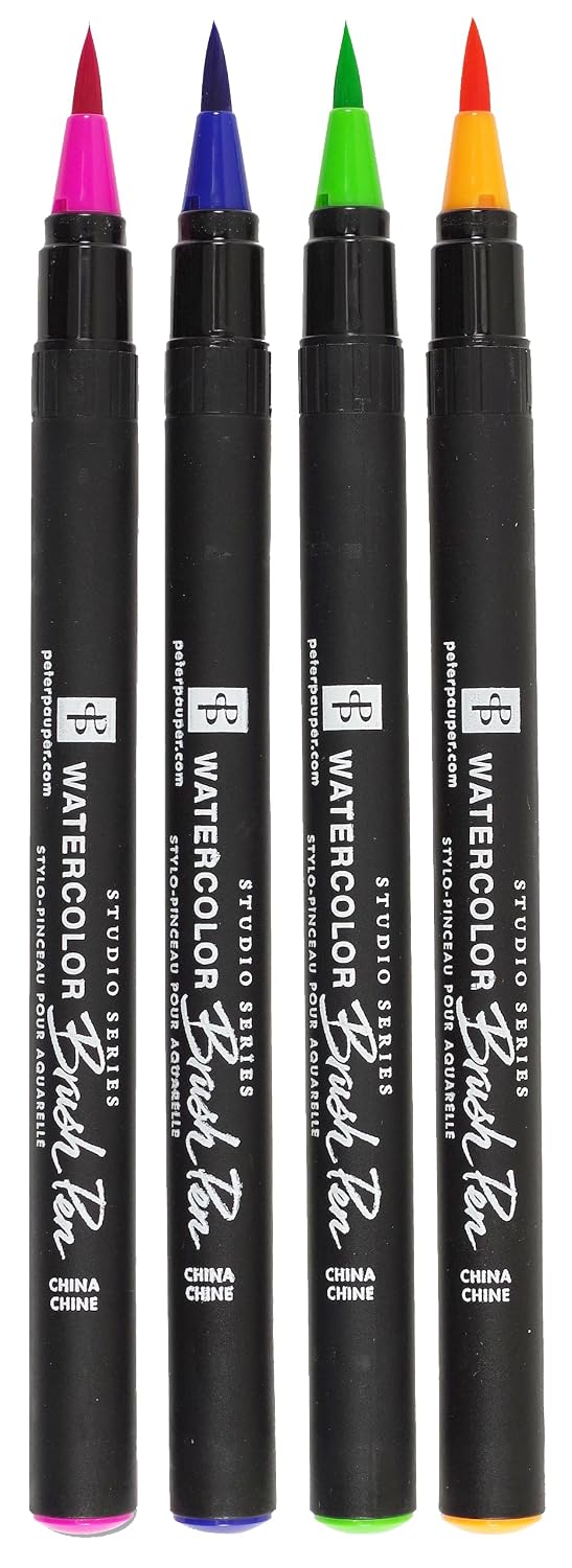 Studio Series Watercolor Brush Marker Pens (Set of 24 pens, plus bonus water brush), Great for Hand Lettering, Calligraphy, Manga, Comics, Adult Coloring Books, Journals, and all DIY Drawing Art