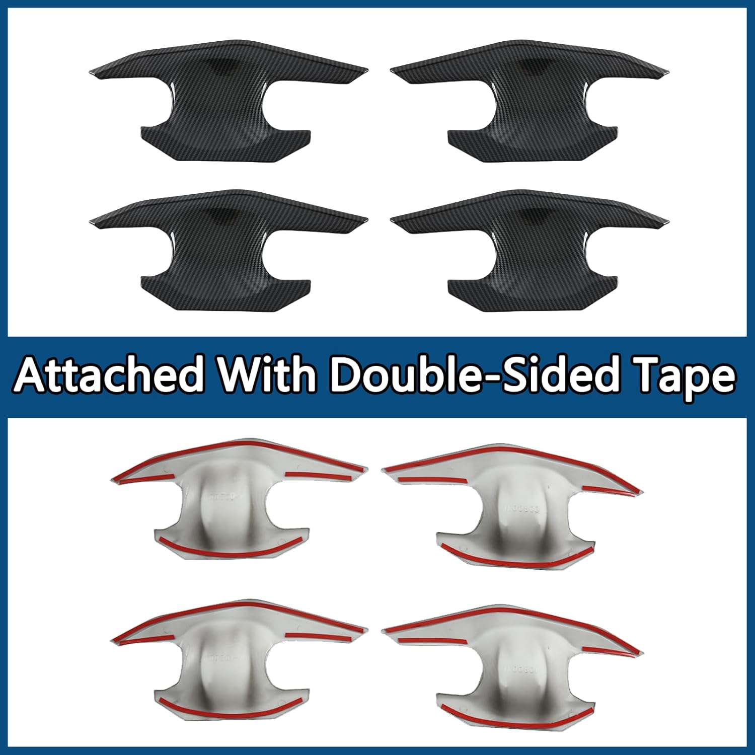 Car Door Handle Bowl Insert Cover for Toyota Tacoma 2024-2025 Exterior Kit Protection Accessories (Imitation Carbon Fiber Pattern)