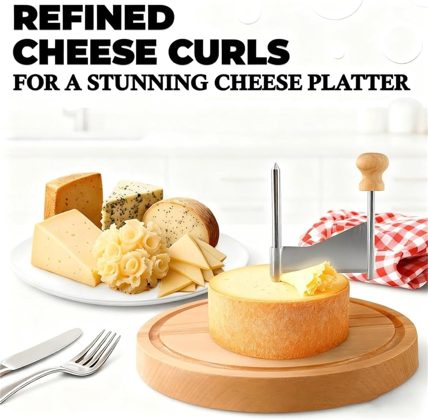 チーズカーラー、チーズカーラーホイール、テット・ド・モワンヌとチョコレート、鋭い刃、木製ベース、レストラン、カフェ、デザートショップ