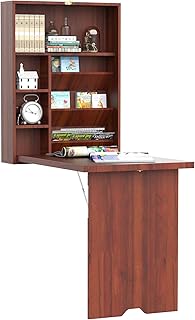 HOMCOM Wall Mounted Desk, Fold Out Convertible Desk, Multi-Function Comp...