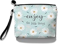 Vista 1 de Hglian Bolsa de maquillaje de viaje con flores de margarita, organizador inspirador de artículos de tocador cosméticos, bonita bolsa con cremallera