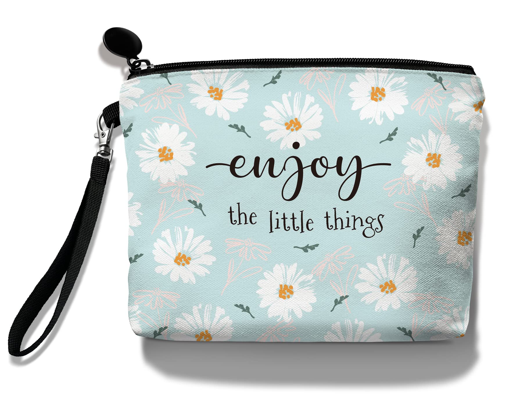 Photo 1 of Hglian Daisy Flower Travel Makeup Bag Inspirational Cosmetic Toiletry Organizer Cute Zipper Pouch Wristlet for Purse Birthday Gifts for Women Daisy Lover Girls(Teal)