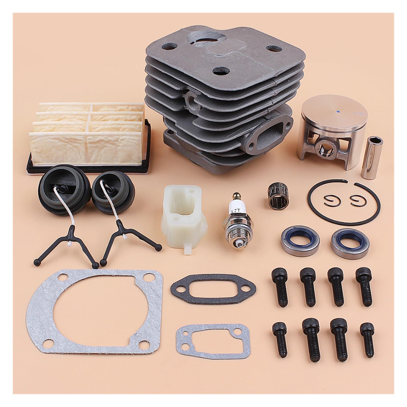 Kit de tapas de filtro de aire de tornillos de escape de pistón de cilindro de 52mm for reemplazo de motosierra de gasolina H 268 272 XP 272XP