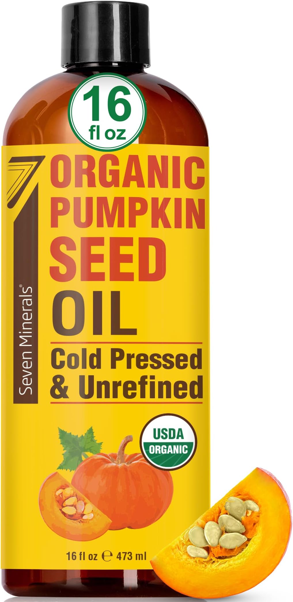 NEW Pumpkin Seed Oil for Hair Growth, Face, & Body - Big 16oz Bottle - USDA Organic, Cold-Pressed & Hexane Free - Lightweight, Non-Greasy, & Deeply Moisturizing for Scalp, Skin
