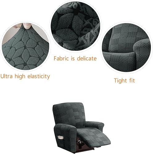 Miniatura 3 de Fundas para sillas reclinables eléctricas extragrandes con brazos, funda para sofá reclinable de 3 plazas, negro y gris, 1 asiento
