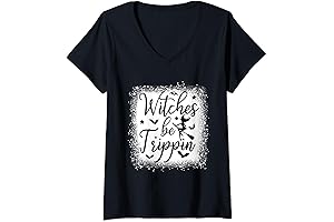 Womens Witches Be Trippin Halloween Costume For Witch V-Neck T-Shirt