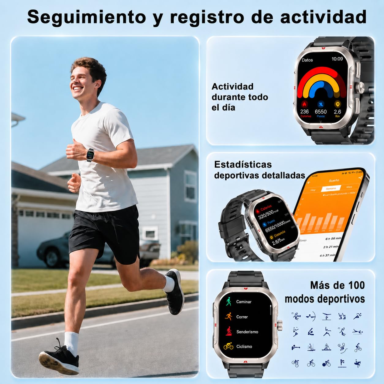 Jugeman Reloj Inteligente Hombre con GPS, 2.06'' Smartwatch,Fitness Tracker