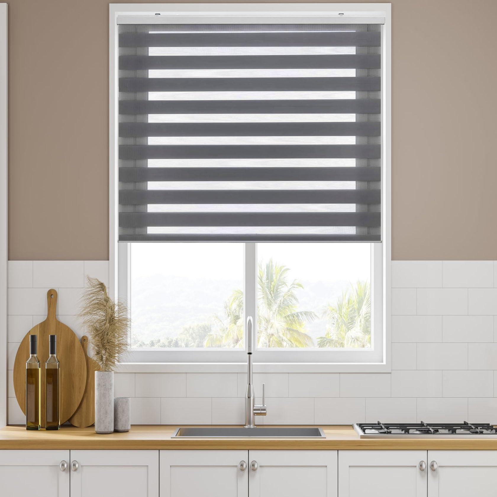 Tenda a Rullo Oscurante Klemmfix Senza Forare 45 x 280 cm Blackout, Per Privacy Tenda Oscurante Portatile Montabile Senza Fori Per Porte E Finestre, Grigio Scuro