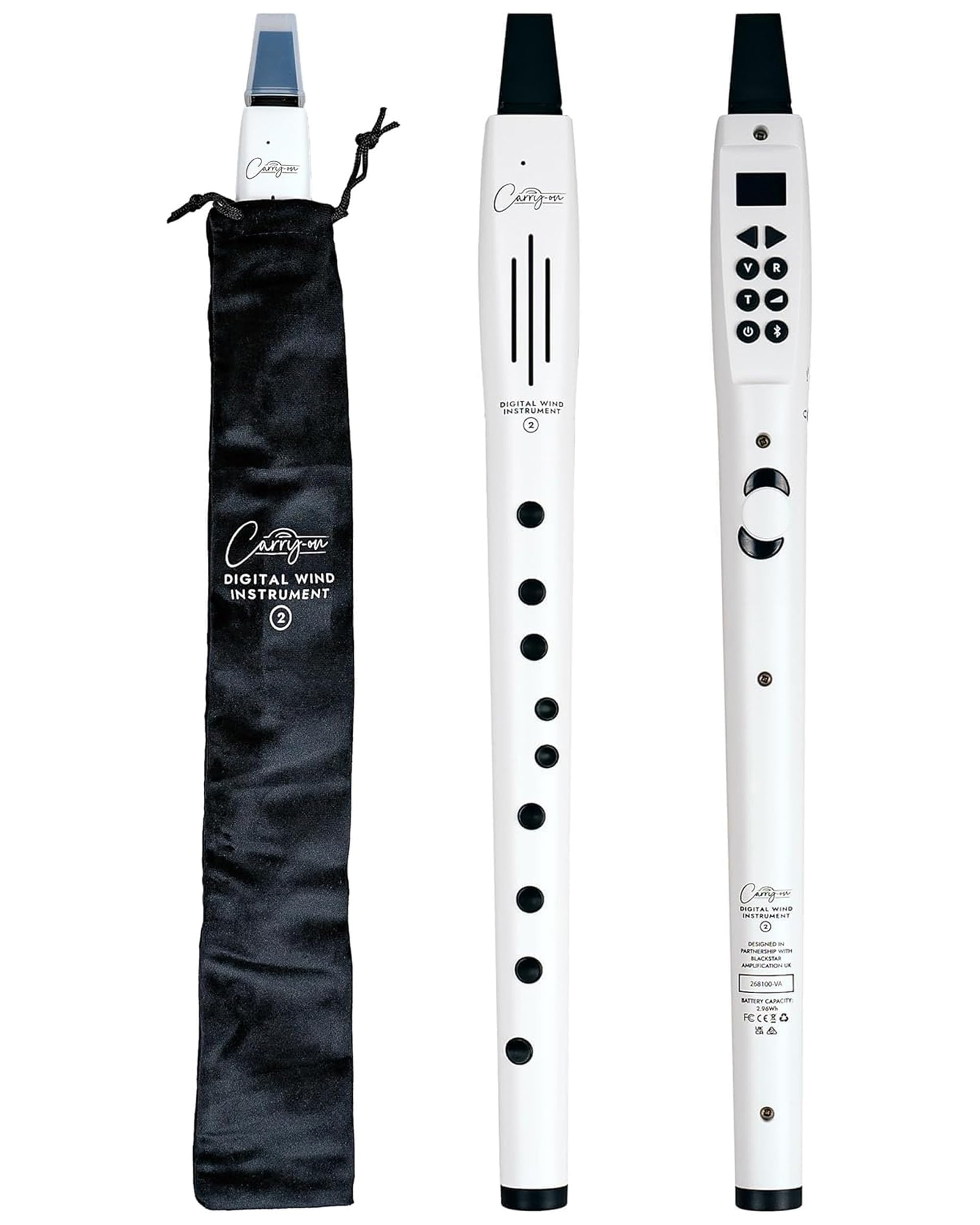 Digital Wind Instrument 2 - Lightweight and Rechargeable - 10 Instrument Voices - Built-In Speaker and MIDI over Bluetooth for Performances and Practice Anywhere - White