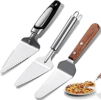 Patelai 3-Piece Serrated Pie Server Set - Stainless Steel Cake Spatula with Comfortable Handles for Pies, Cakes, Pizza & Desserts