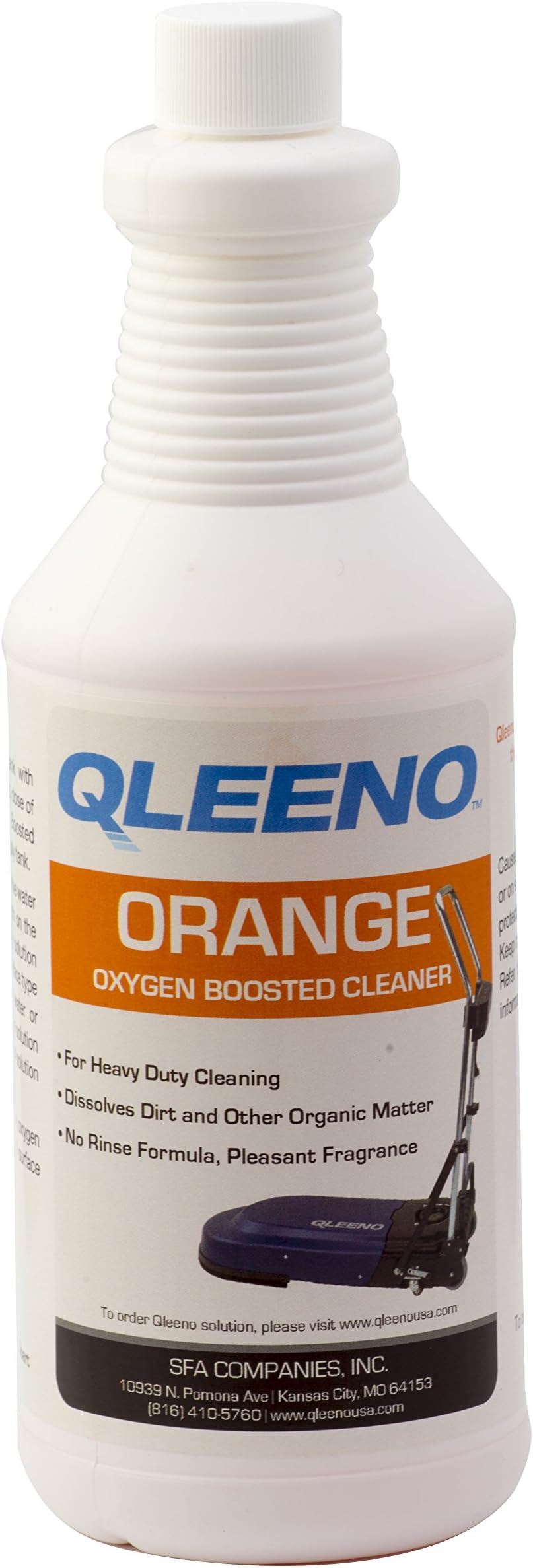 Qleeno 1232-OR Oxygen Boosted Heavy Duty Citrus Degreaser, 33 oz Bottle, Orange