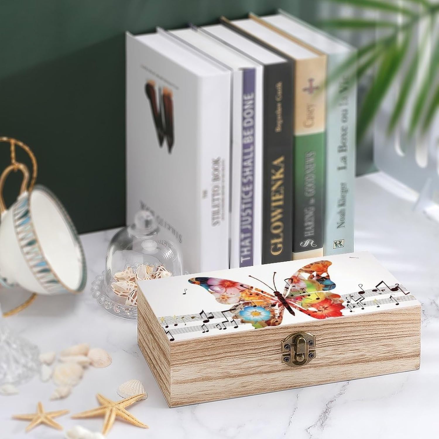 Wooden Storage Box with Hinged Lid Wood Keepsake Box Decorative Gift Boxes image 4