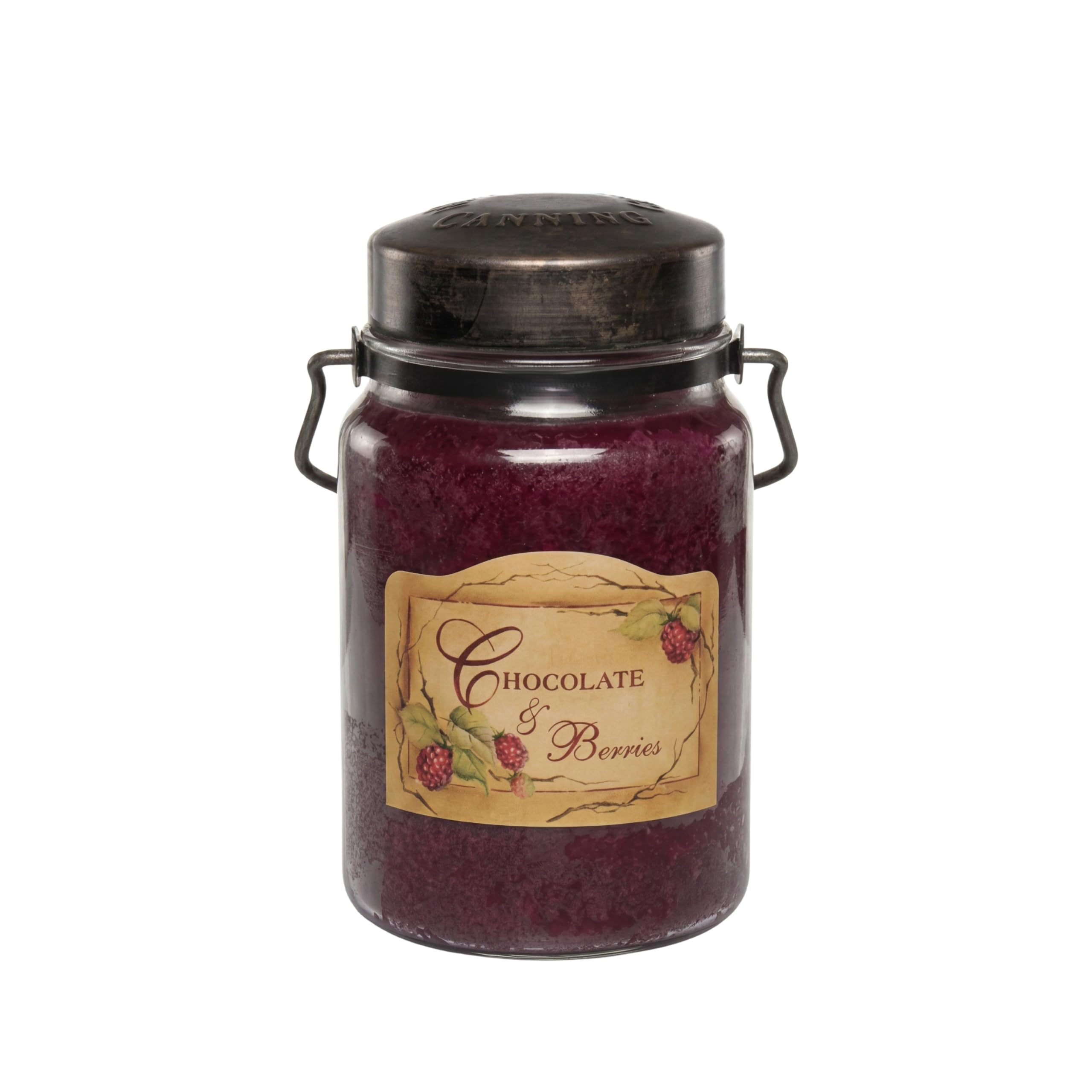 McCall’s Candles | Chocolate &amp; Berries | 26 oz Scented Candle | USA-Poured | Vintage Rustic Jar with Carrying Handle | Raspberry &amp; White Chocolate Fragrance