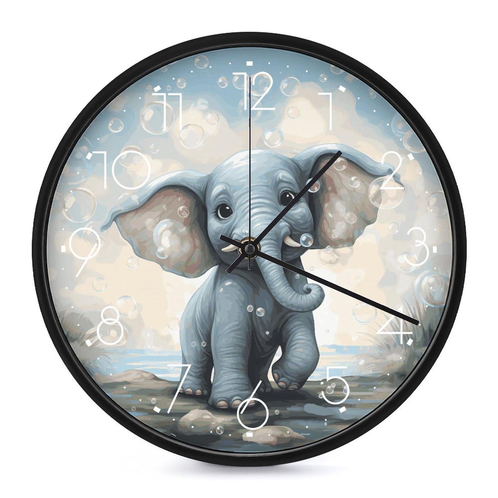 Horloge murale moderne éléphant au design épuré et finitions soignées