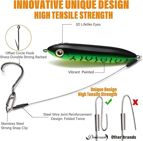 Miniatura 2 de Dovesun Aparejo de bagre Flotadores de bagre Santee Rig Aparejos de pesca para gatos #60#70#80 Ganchos circulares para flotadores de bagre, 3