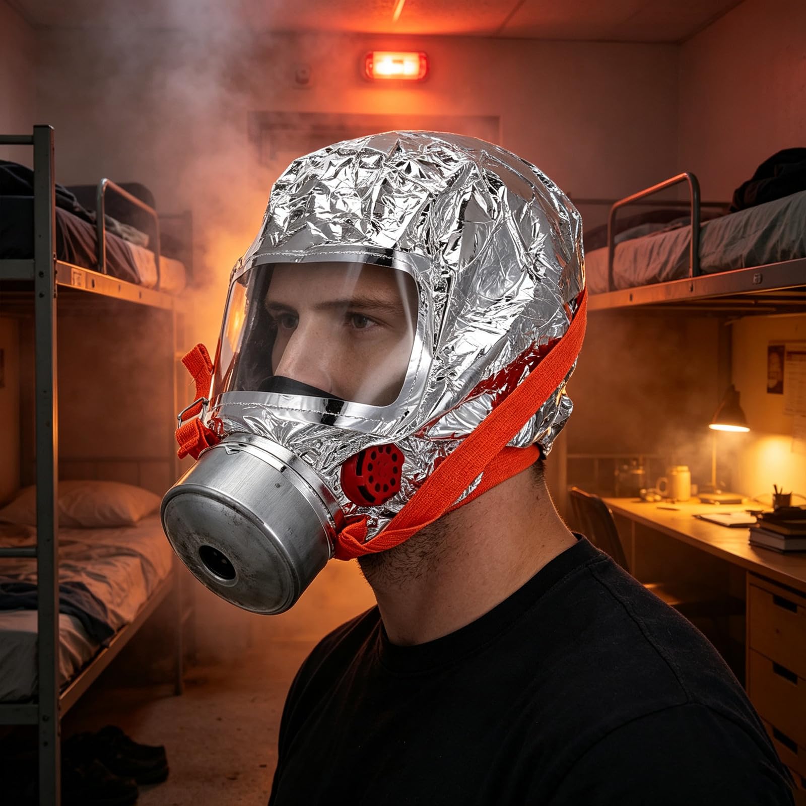 YARNOW contre l'inhalation de fumée, cagoule filtrante d'auto-sauvetage d'urgence avec fenêtre de vision transparente, équipement de sécurité incendie pour la maison et les voyages