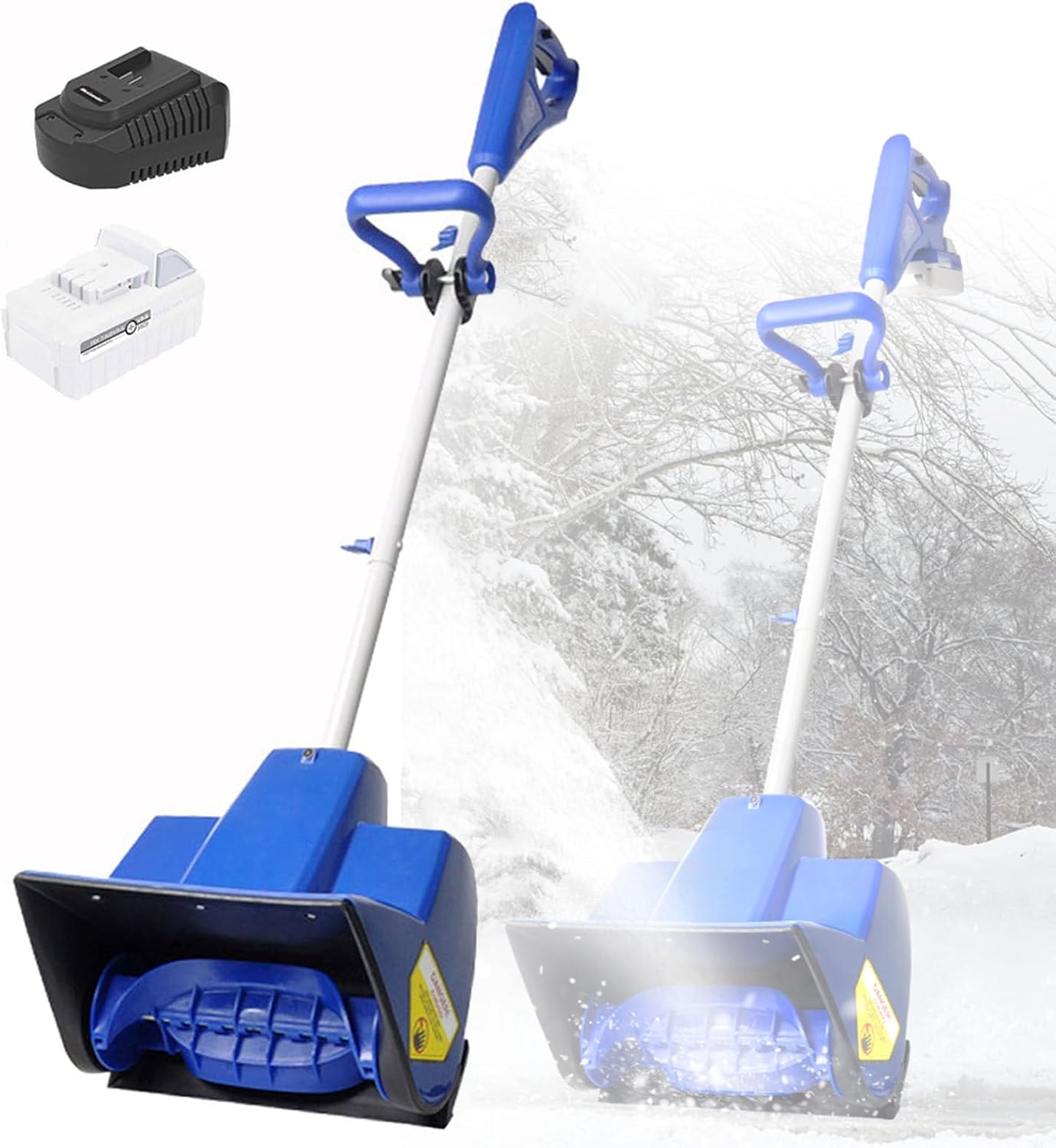 Foldable Cordless Snow Shovel, Battery Powered Electric Snow Blower with Adjustable Front Handle&Telescopic Pole, 4.0Ah Battery and Charger 1Battery