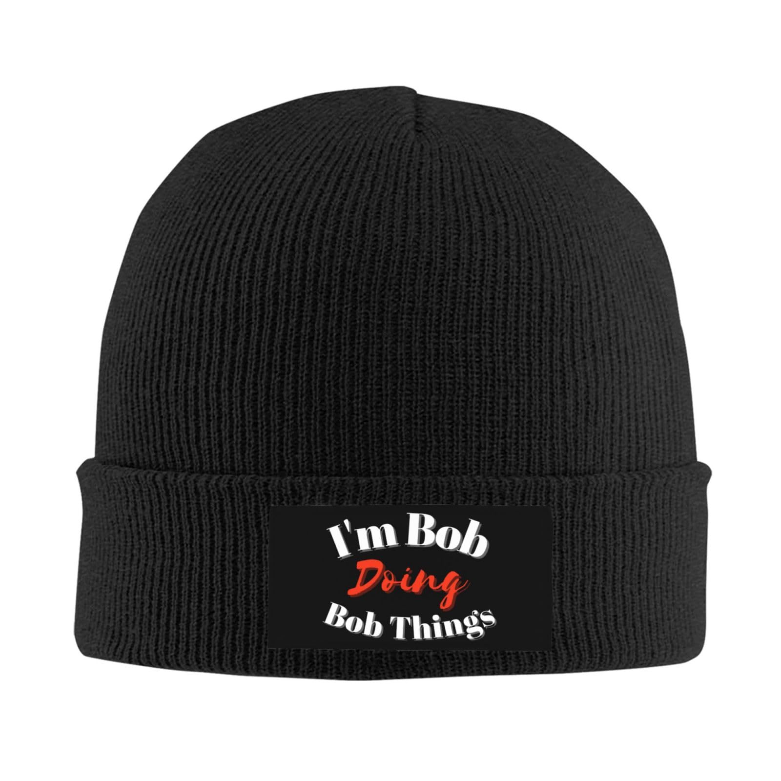 Hat That Says I'm Bob Doing Bob Things Knit Cap Bob Knit Hat Unisex Warm Knitted Brimless Winter Beanie Hat Black
