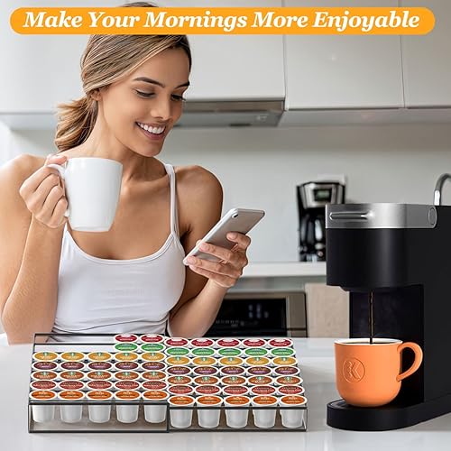 Miniatura 2 de Kssiaz Soporte para tazas K, soporte expandible para cápsulas de café compatible con Keurig K-Cup, organizador de cajones de taza K con capacidad