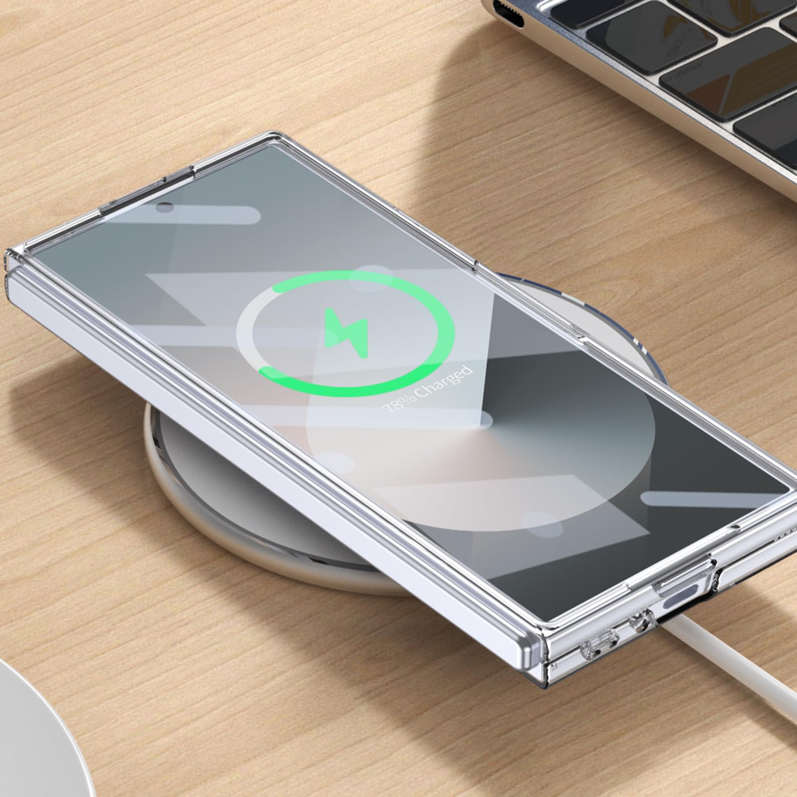 Przezroczyste etui do Samsung Galaxy Z Fold 8 Ultra, platerowany mini stojak, minimalistyczny ochraniacz ekranu, odporne na zarysowania, odporne na wstrząsy, obudowa PC, odporne na żółknięcie, srebrne